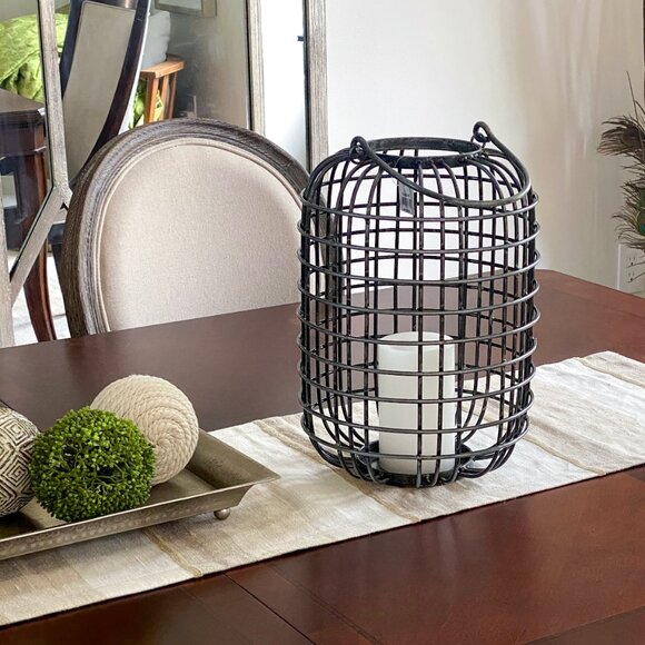 Grid Metal Lantern with Handle - Picture 2 of 10